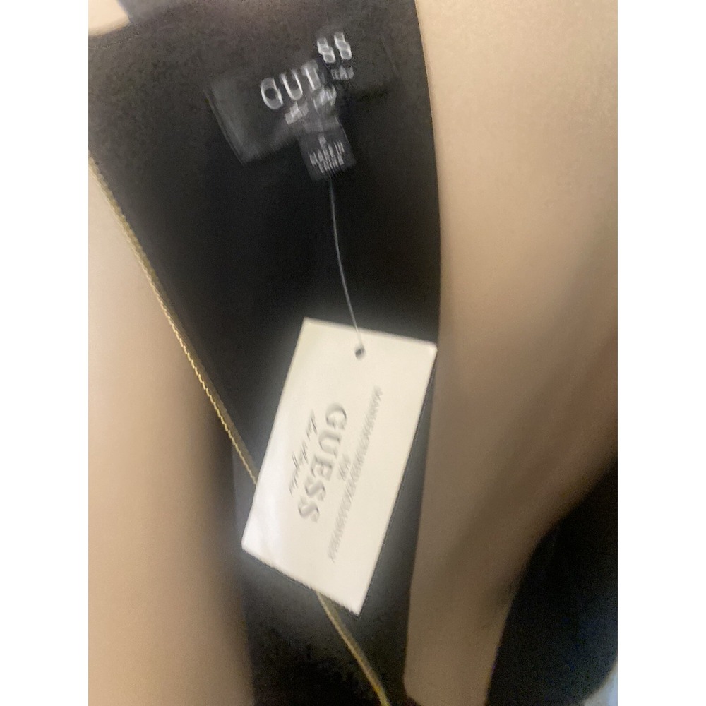 GUESS Dress Black Faux Leather & Black Shimmering‎ Fabric  Size 2  Zipper - Picture 10 of 12